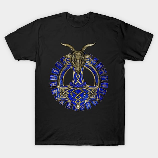 The hammer of Thor - Gold and Lapis Lazuli T-Shirt by Nartissima